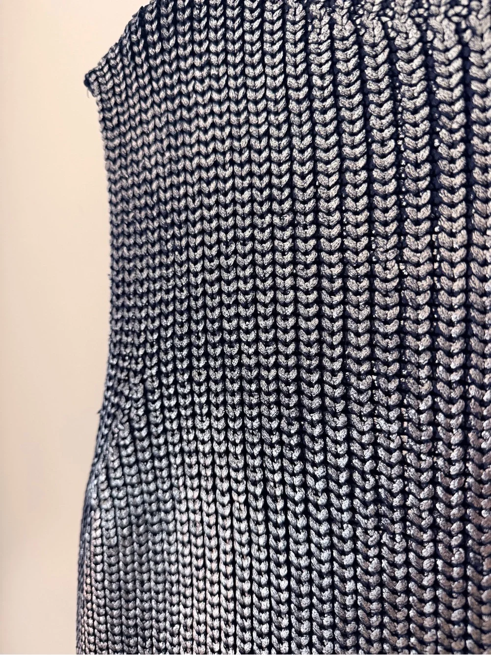 Pilcro Oversized Foil Sweater Vest Size L Blue & Silver Statement Anthropologie - Picture 9 of 14
